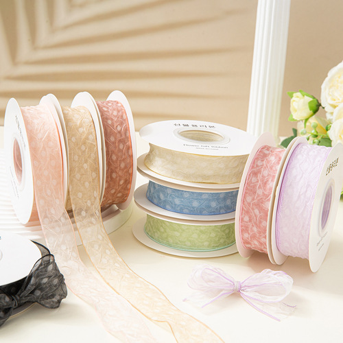 Texture-embellished edge pleated dot snow woven ribbon DIY bow hair accessory floral evening dress collar flower hat accessory