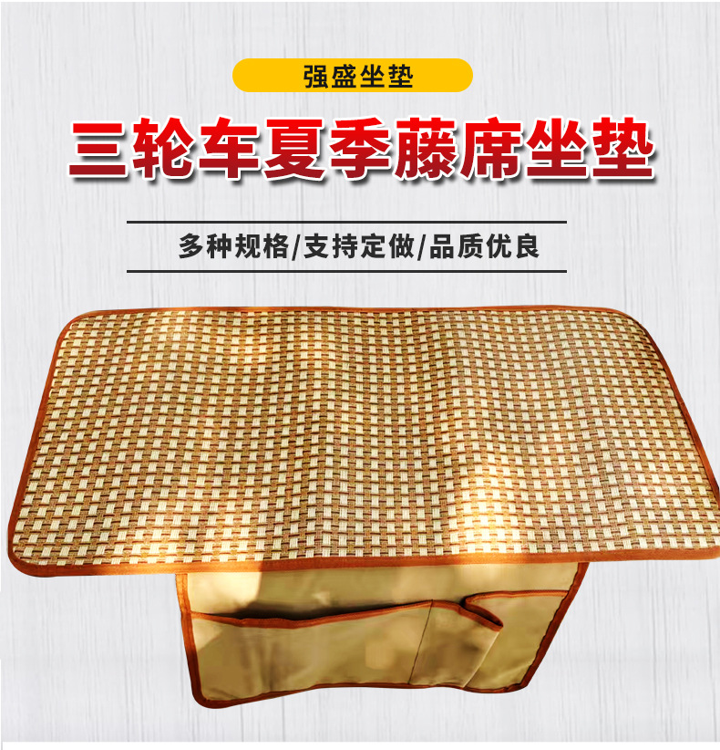Tricycle Rattan Mat Seat Cushion Front Storage Bag Large Storage Space
