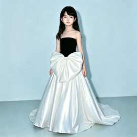 儿童晚礼服高端女童公主风蝴蝶结大摆裙生日主持人钢琴演奏演出服