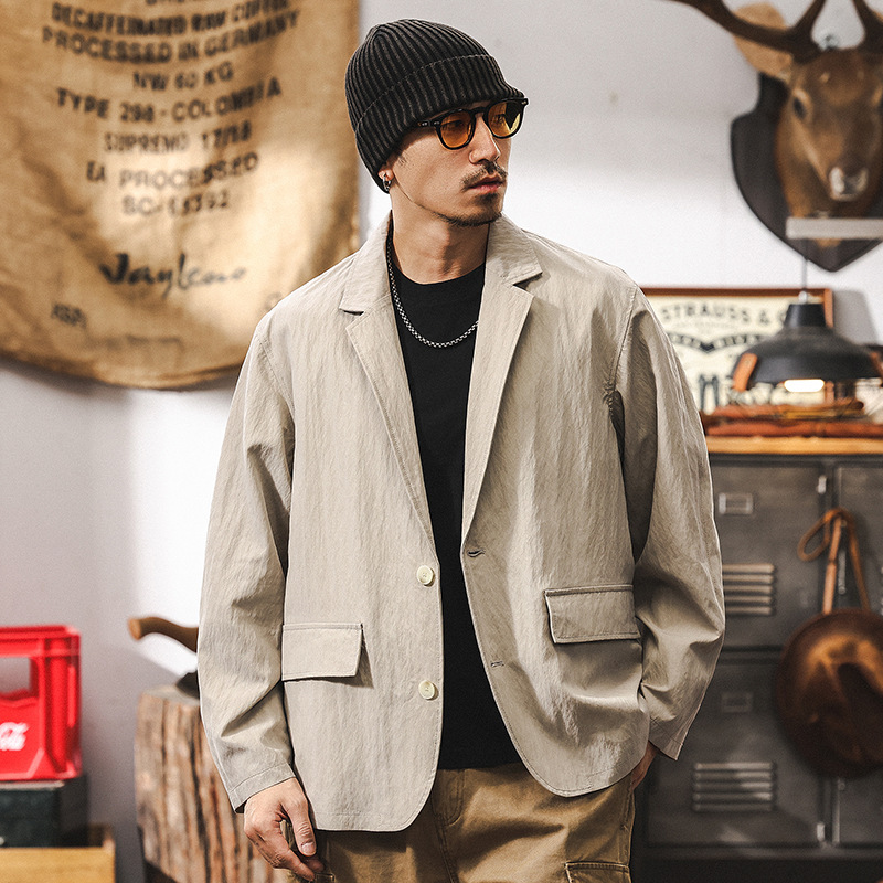 Lyocell Tencel High-End Casual Suit Men's Autum New Loose Trendyy Suit Jacket Thin Jacket Men