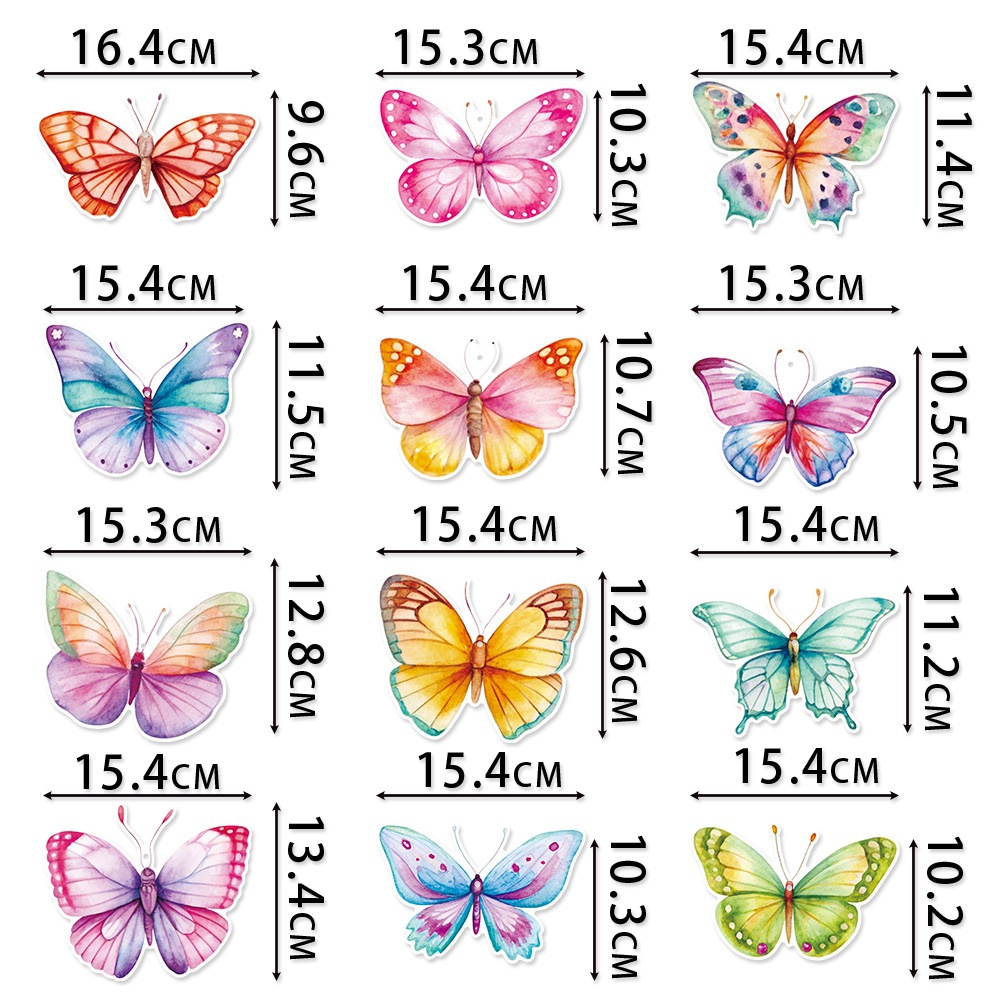 Nuevos productos transfronterizos mariposa espiral decoración de primavera acuarela mariposa primavera cumpleaños espiral decoración colgante
