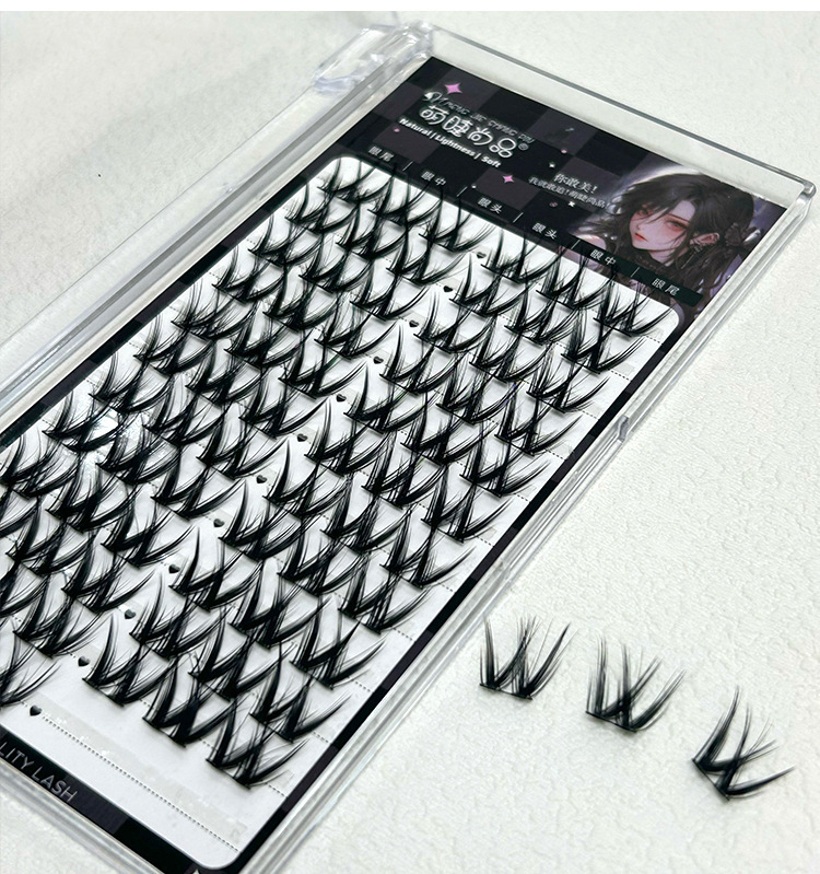 Mengjie Shangpin W-shaped thick curly false eyelashes Single cluster European and American hair flu Lazy person segmented eyelashes undefined