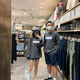 日系mo山系长袖T恤男女春秋宽松圆领印花户外休闲百搭情侣款上衣