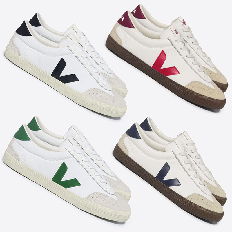 Veja Spring and Summer White Shoes Women's Casual Flats Shoes Men's and Women's Same Style Retro Sneakers Moral Training Shoes Volley Series