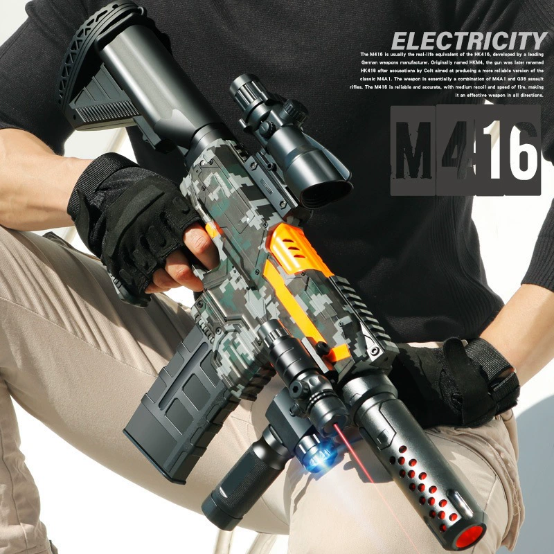 Electric soft‑bullet rifle toy, realistic automatic shooting, camo variants, e‑commerce box