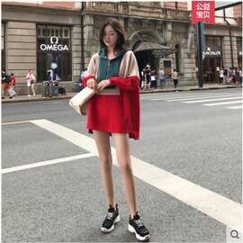 孕妇装2024新款秋冬套装洋气时髦冬装上衣加绒加厚撞色连帽卫衣潮