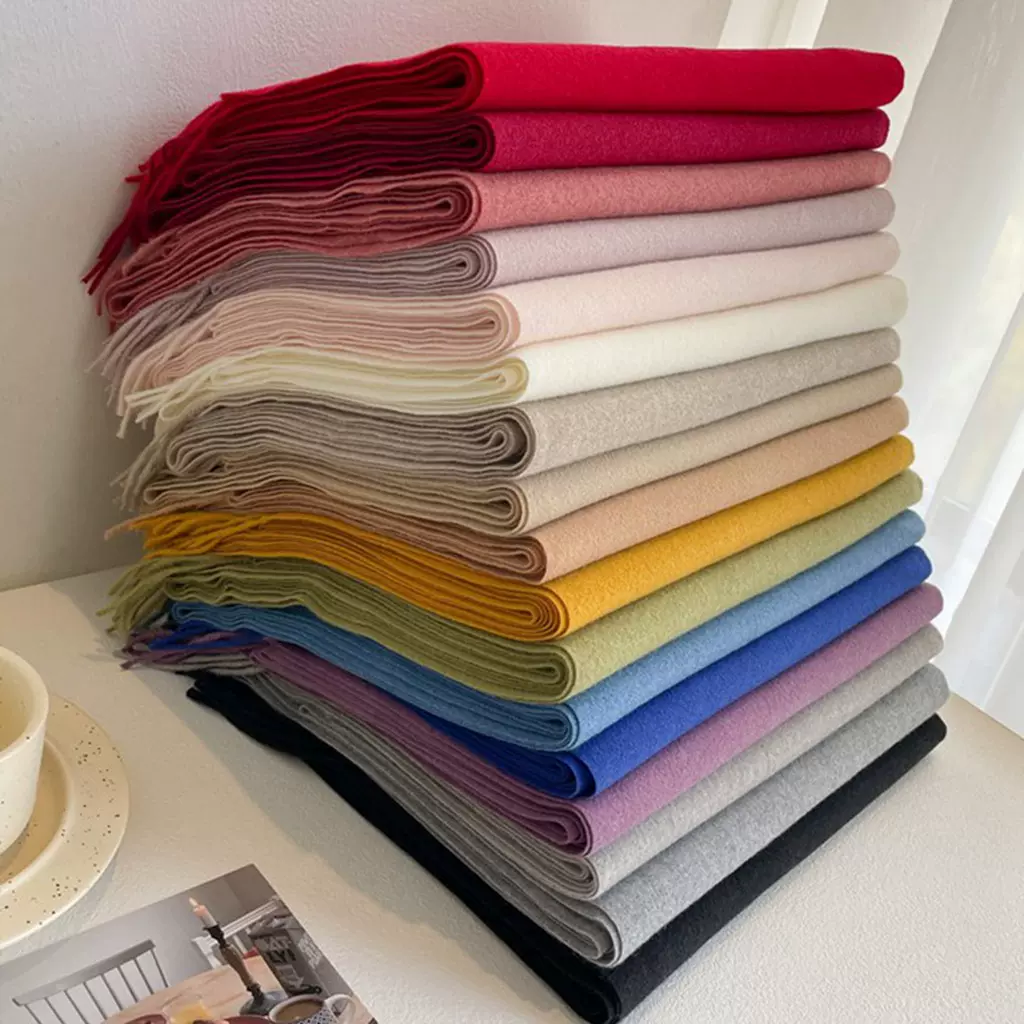 秋冬新款纯色围巾日韩甜美风仿羊绒围巾女保暖围脖时尚披肩