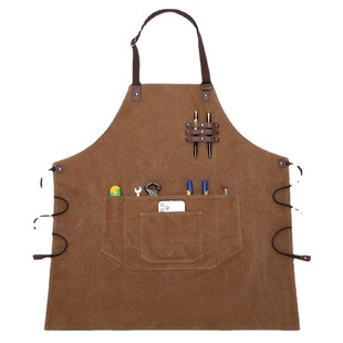 Canvas multi-pocket apron flower worker electrician gardener cafe waiter overalls can be printed LOGO spot