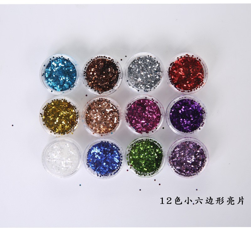 12 colores de uñas belleza Ojo Maquillaje Glitter lentejuelas cerámica suave fruta pieza perla polvo Delgado mezclado accesorios la joyería BRICOLAJE