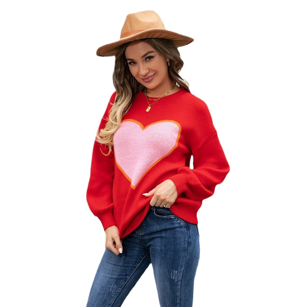 Suéter de Punto con Cuello Redondo y Corazón Grande para el Día de San Valentín, Novedad de Primavera 2025, Éxito de Ventas en Comercio Exterior, Talla Grande para Mujer image 6