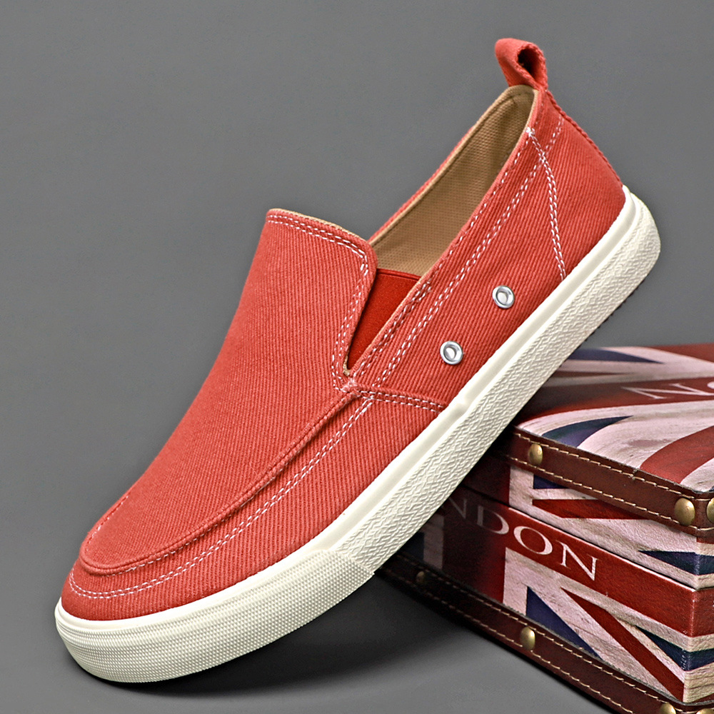 Men's Shoes, New Canvas Shoes, Men's Summer Low-Top Slip-On Casual Shoes, Men's Korean Style Retro Breathable Flat-Soled Baoda