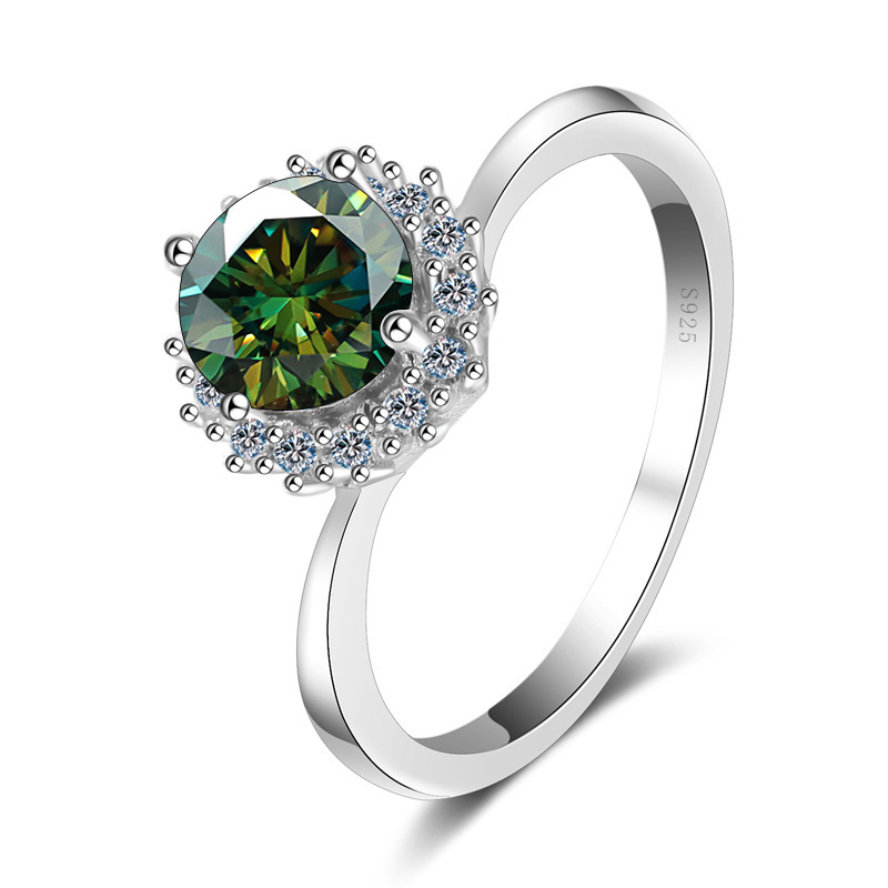 925 anillo de plata esterlina 1 quilate anillo de diamantes de mosan cuatro garras anillo de boda simulación de diamantes anillo de flores de sol suministro directo de fabricantes