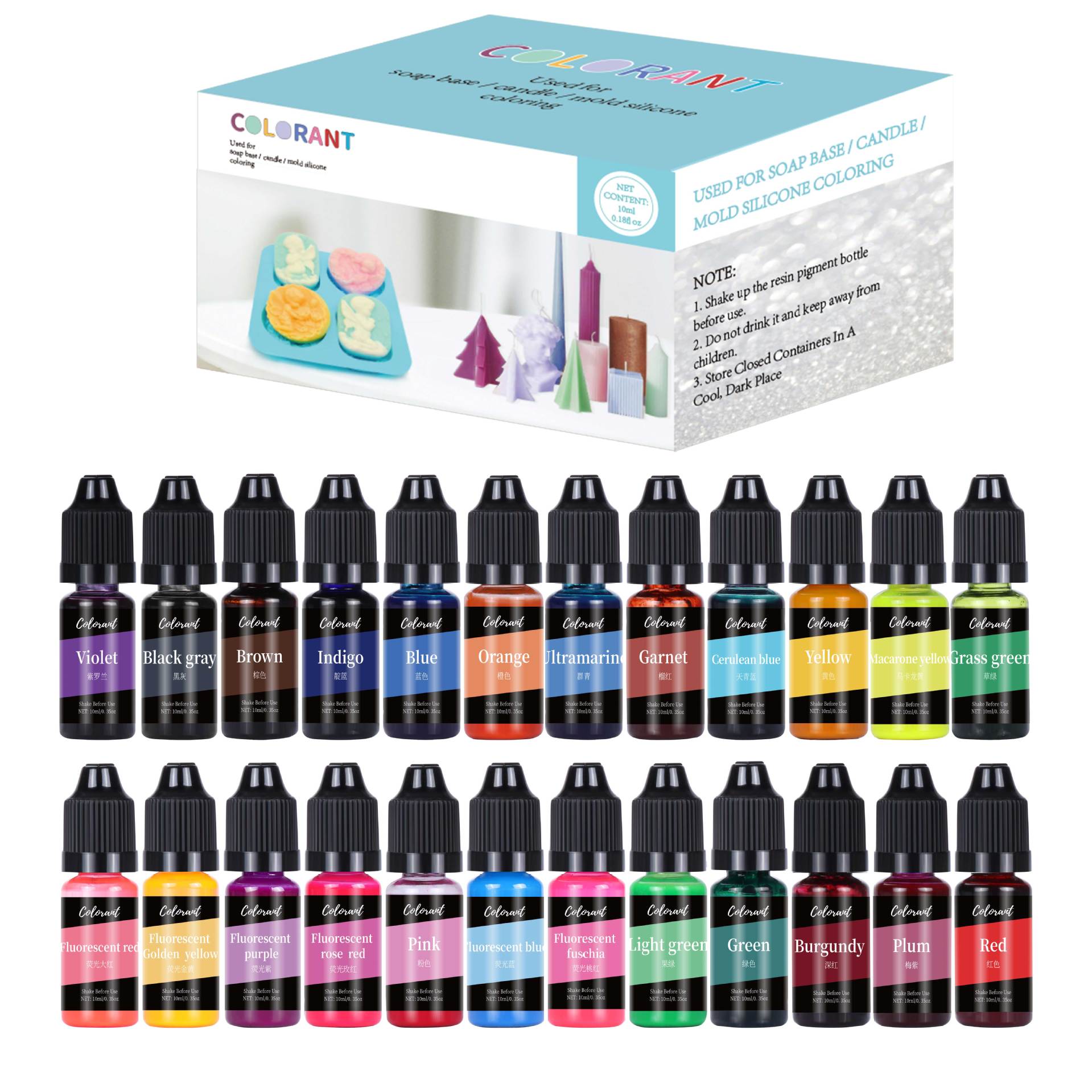 Cross border 36 color 10ml candle colorant DIY handmade soap pigment soybean wax dye high concentrat
