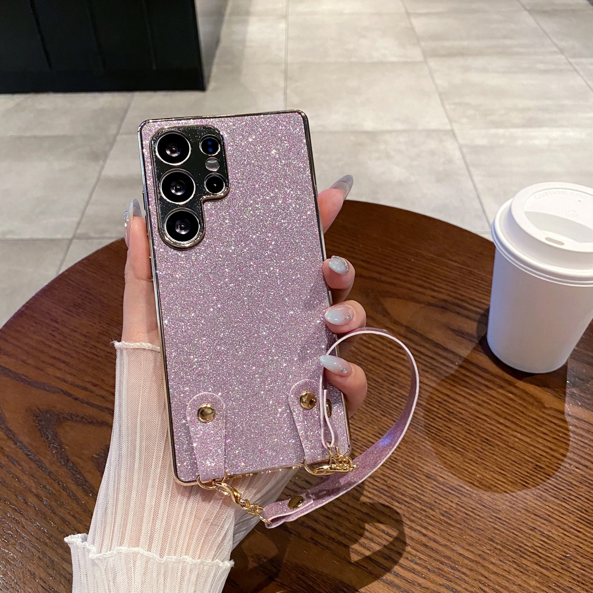 Electroplated Fine Flash Suitable For Samsung Galaxy S25 Phone Case Full Coverage Lens A56 Shockproof S24 Ultra_voghion.com