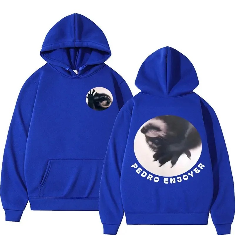 Bailando mapache Pedro divertido emoji sudadera con capucha para hombres y mujeres retro casual lana cómoda sudadera