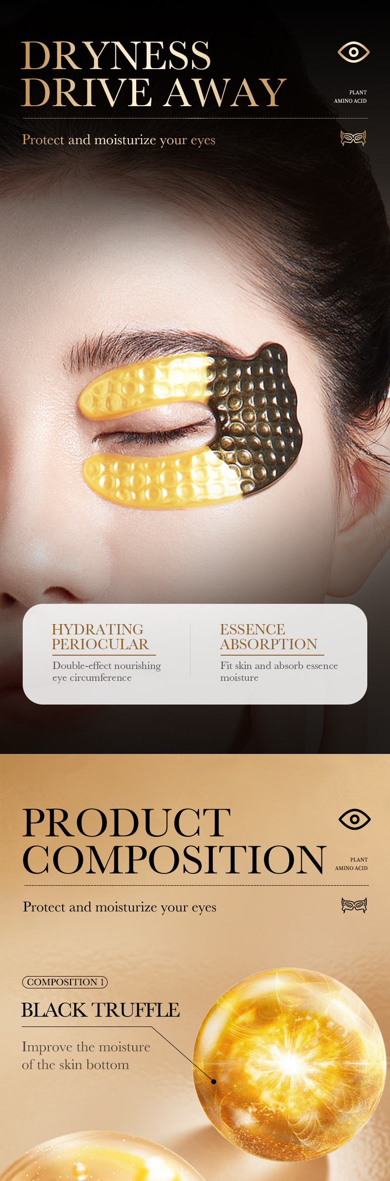 Black ZOZU Gold Truffle Moisturizing Multi Effect Eye Mask in Full English_voghion.com