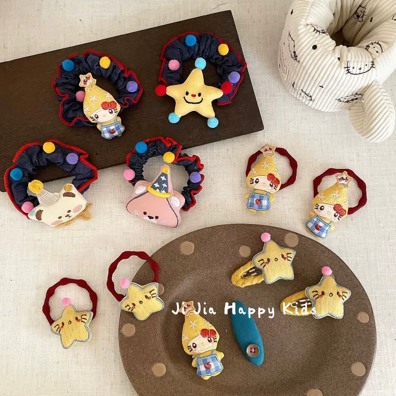 Резинки для волос для девочек KT-кот и звёзды осень-зима