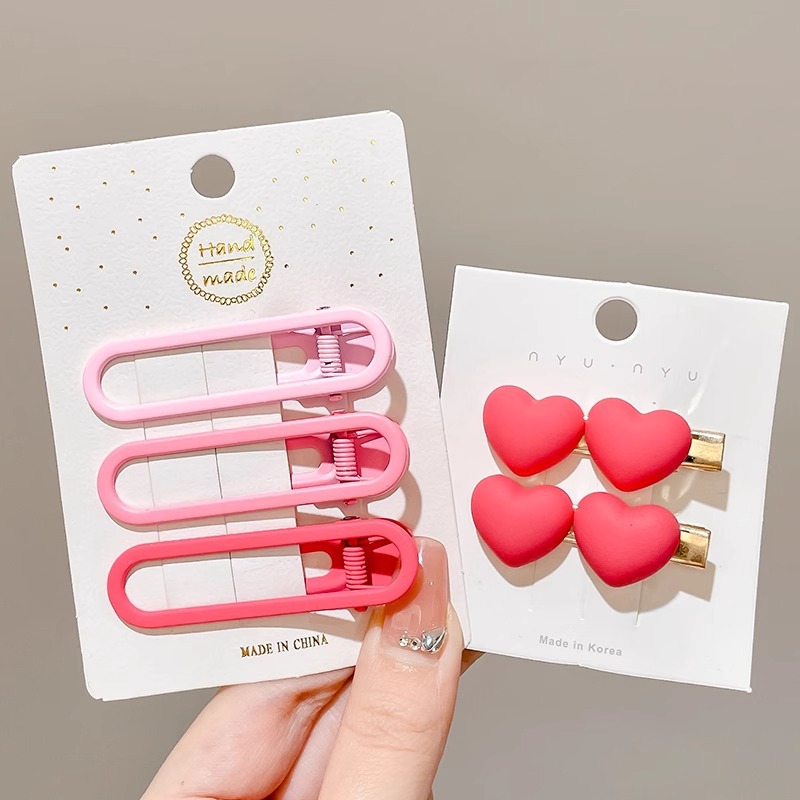 Rosa horquilla femenina 2024 Nueva horquilla BB clip frente flequillos laterales horquilla rota lindo clip de dopamina otoño