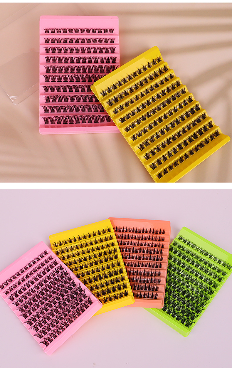 Wholesale of new cross-border segmented self-extended false eyelashes in 10-row sets with large capacity D-curved natural thick eyelashes undefined