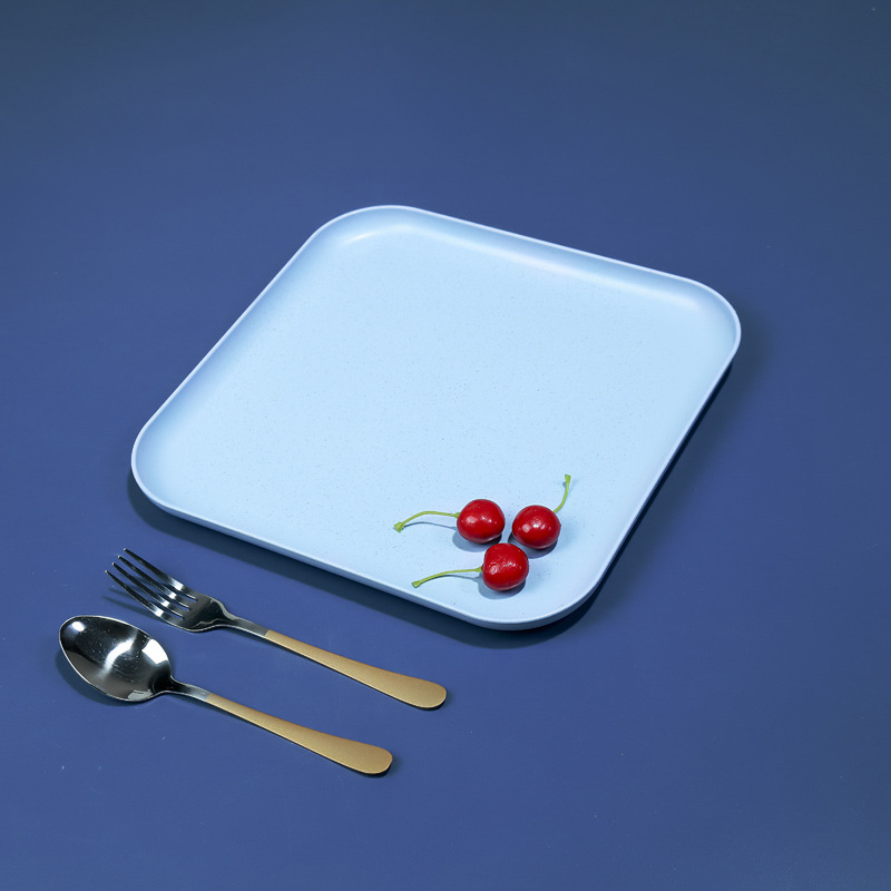 Bandeja cuadrada paja de trigo hogar taza de té plato de fruta bandeja de puesto placa resistente a la caída placa duradera