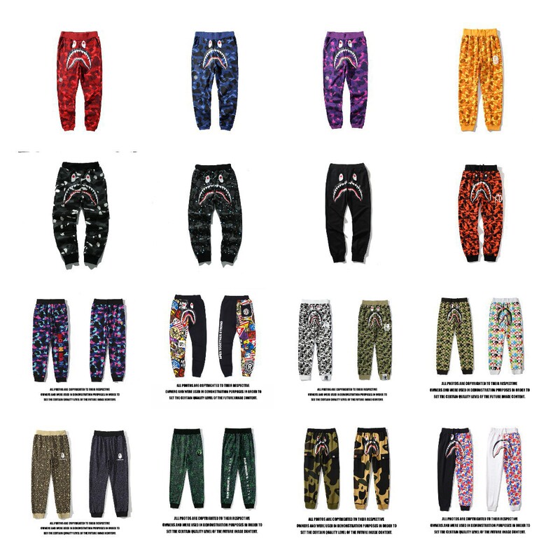 BAPE shark head trousers 3D printed casual loose men's and women's sports casual sweatpants