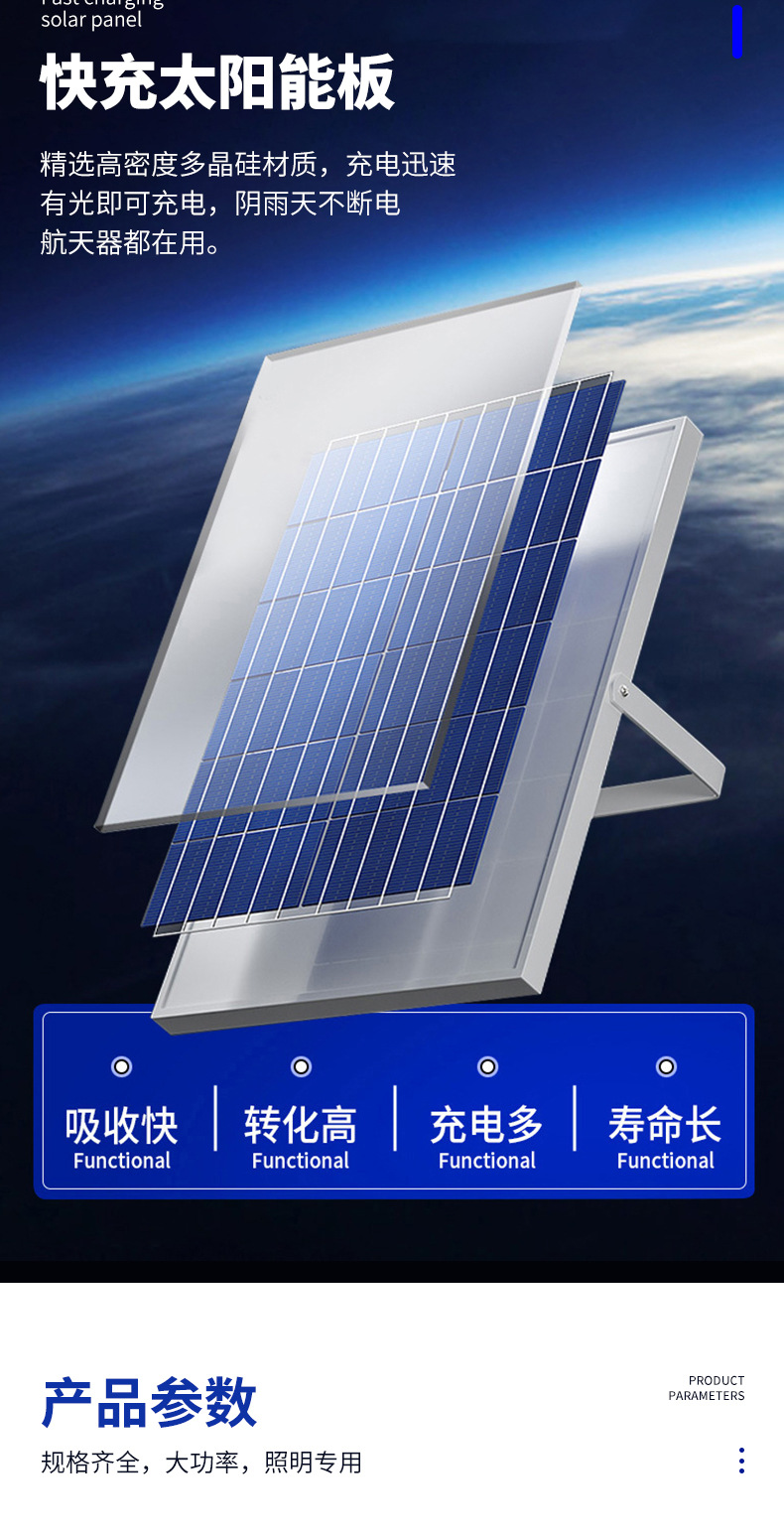 太阳能感应灯满天星投光灯家用户外庭院灯防水大功率新农村照明灯详情4