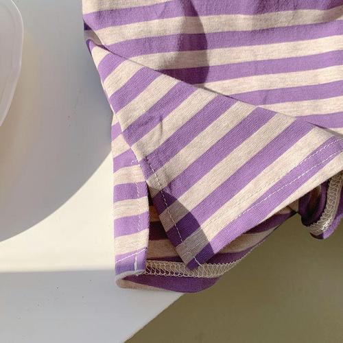 Korean Girls' Summer Dress Children's Short Sleeve Child Skirt Fashion Striped Children's Princess Dress