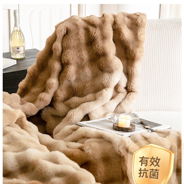 Manta de lana de conejo de lujo ligero, siesta de oficina, aire acondicionado, sofá, manta, engrosamiento de invierno, manta de terciopelo, manta de edredón pequeño