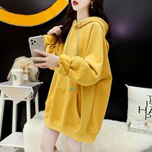 孕妇冬装卫衣中长款加绒加厚秋冬款网红套装时尚款外套外穿上衣潮