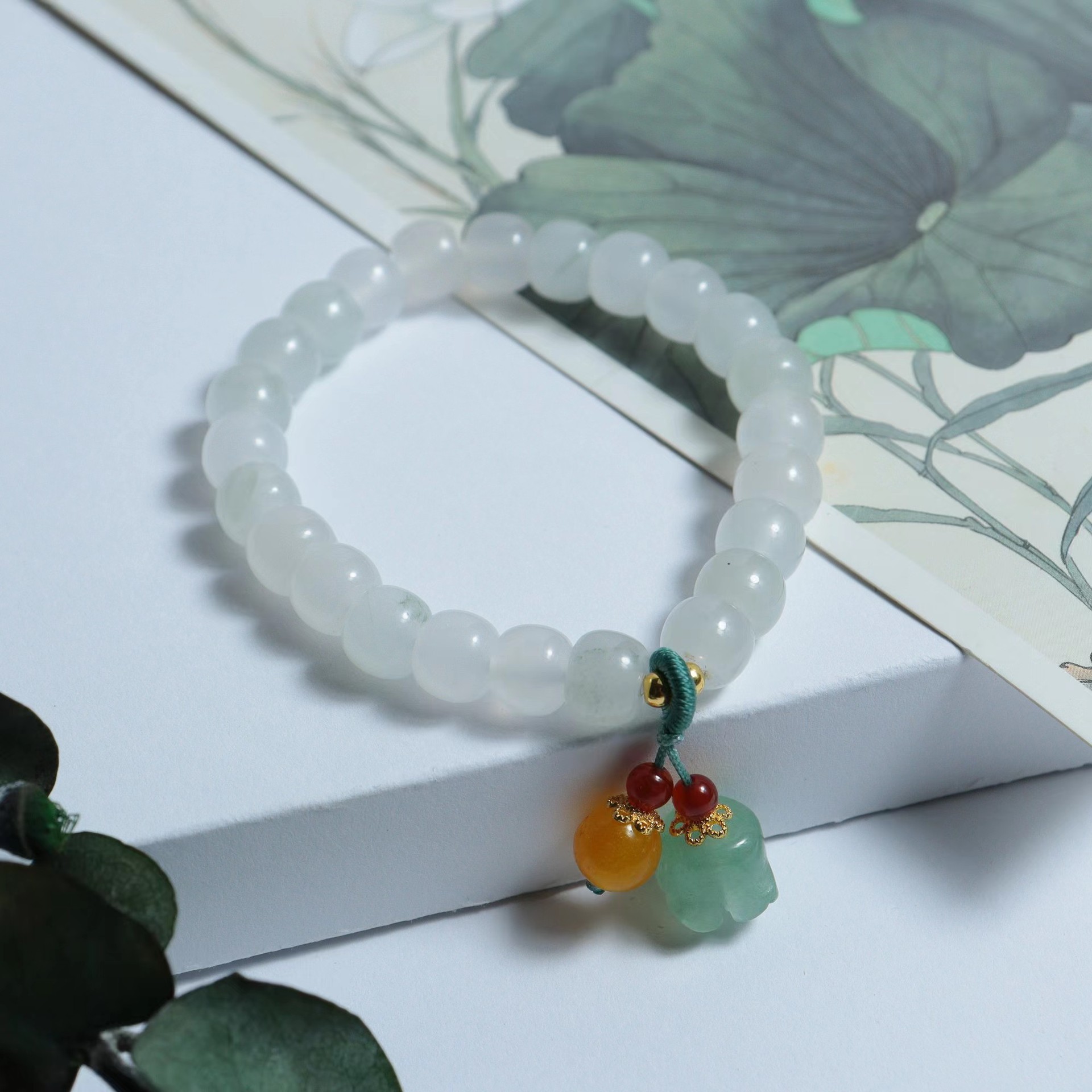 Tianshan pulsera de jade azul para mujeres Xinjiang oro jade blanco jade cuentas DIY multi anillo flotante calabaza pulsera al por mayor