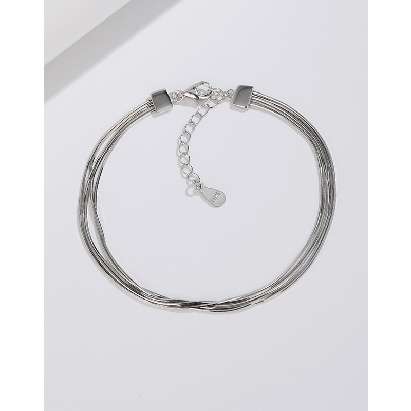 925 plata esterlina multi-capa serpiente hueso cadena pulsera para las mujeres verano nuevo simple temperamento nicho ins frío estilo novia pulsera