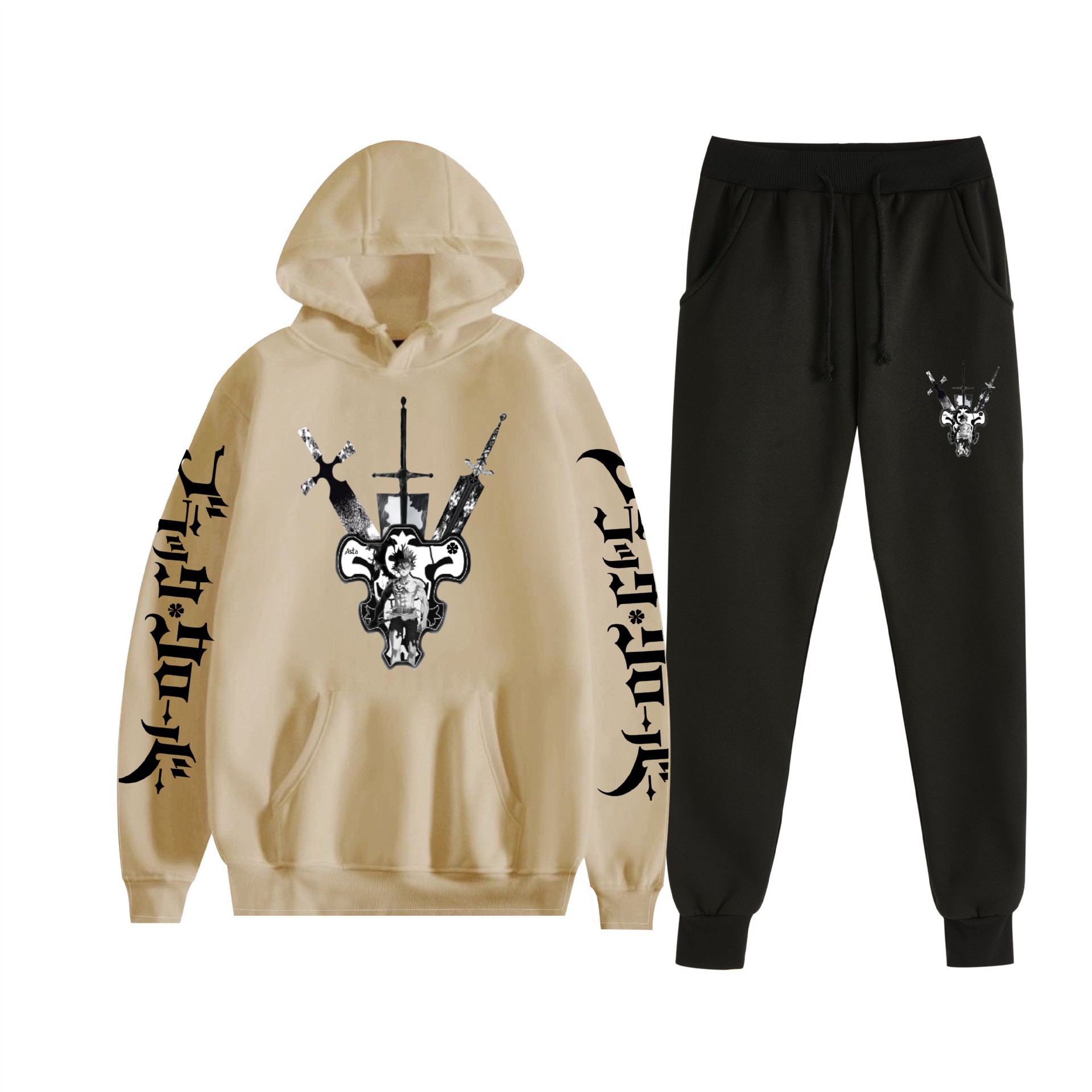 Comercio exterior nuevo estilo riman negro trébol de cuatro hojas Black Clover suéter con capucha corsés traje de dos piezas