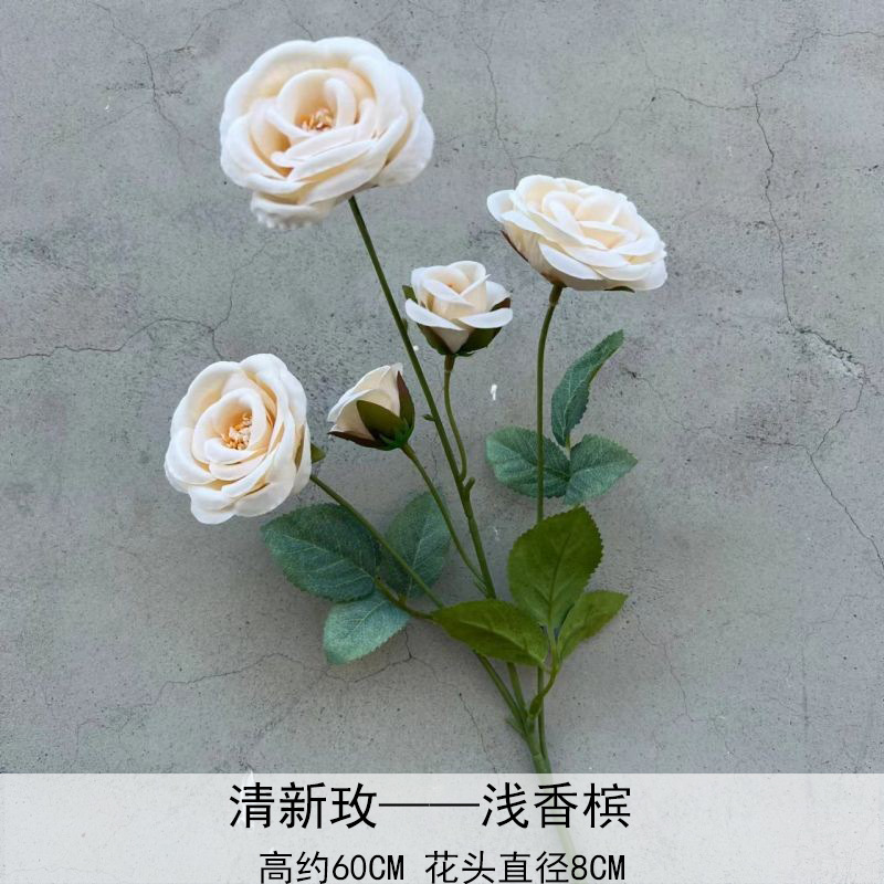 Artificial Rosa sola franela Rosa flor artificial boda decoración del hotel decoración del hogar arreglo de flores flor artificial Rose