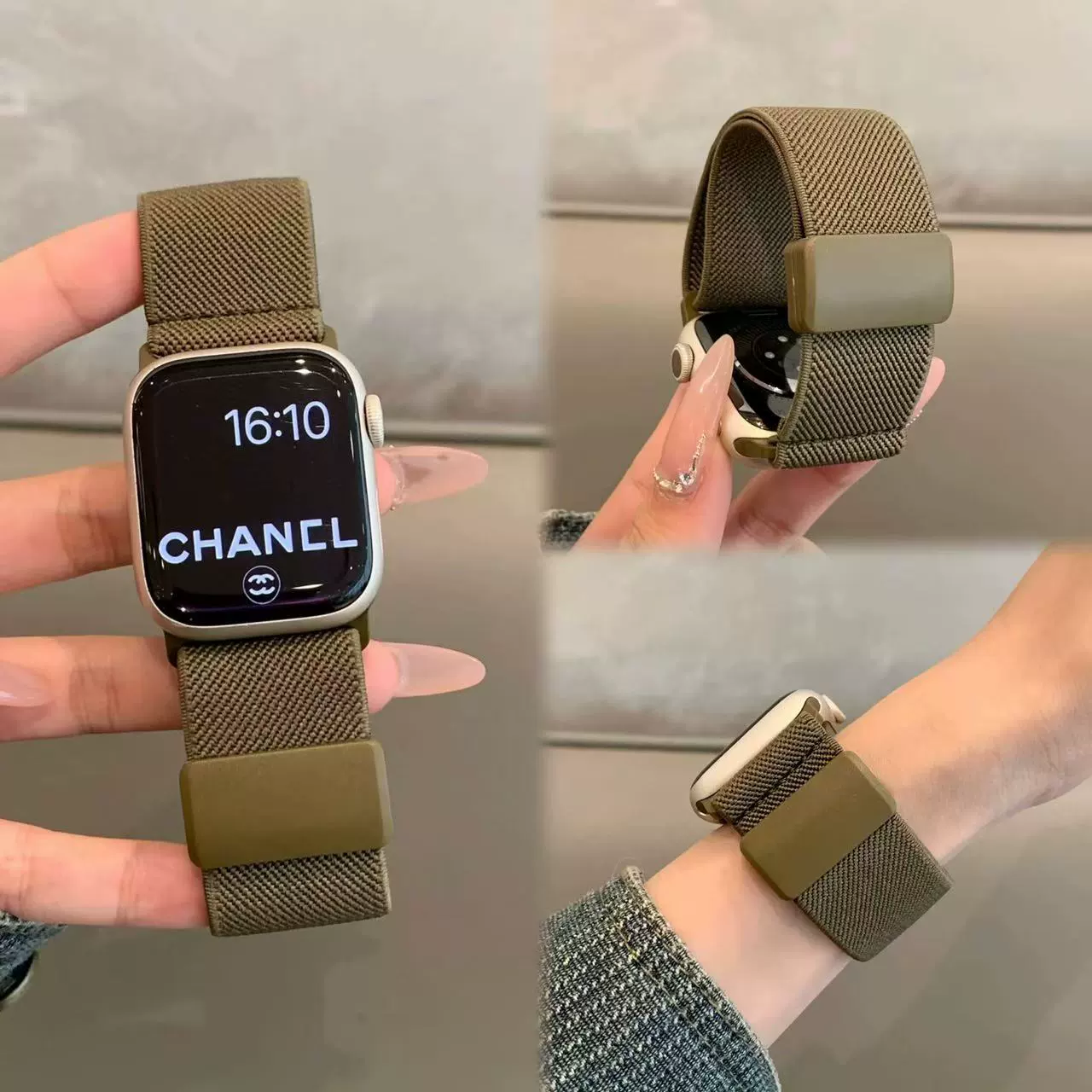 Нейлоновая плетёная магнитная пряжка ремень подходящий для iwatch10 поколения ремешок для Apple watch applewatch9876se