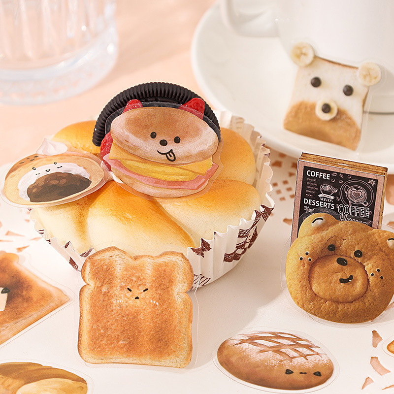 Temperatura de levadura transparente pegatinas de mascotas impermeables diy pegatinas de diario pegatinas de caja de queso pan transfronterizo pegatinas