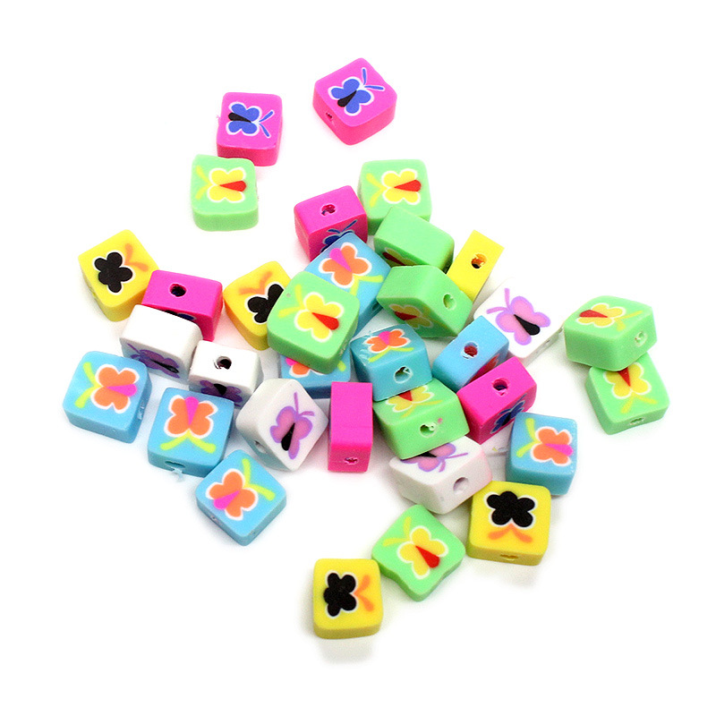 Cuentas de cerámica suave DIY, caras sonrientes, sueltas para pulseras y collares