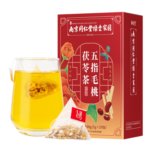 Nanjing Tongrentang five-fingered peach and tuckahoe tea five-fingered peach and barley tea substitute triangular bag tea bag with smilax