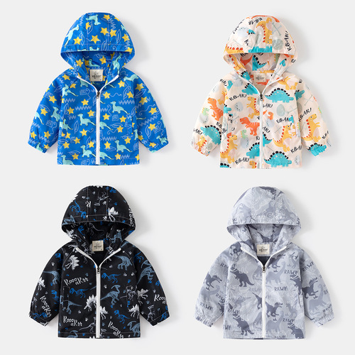 Children's Windbreaker 2024 New Boys Hooded Jacket Baby Lightweight Sun Protection Coat Korean Style Zipper Top Wholesale