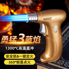 Handheld welding gun three-fire flame gun igniter windproof lighter point moxibustion cigar barbecue baking manufacturer wholesale