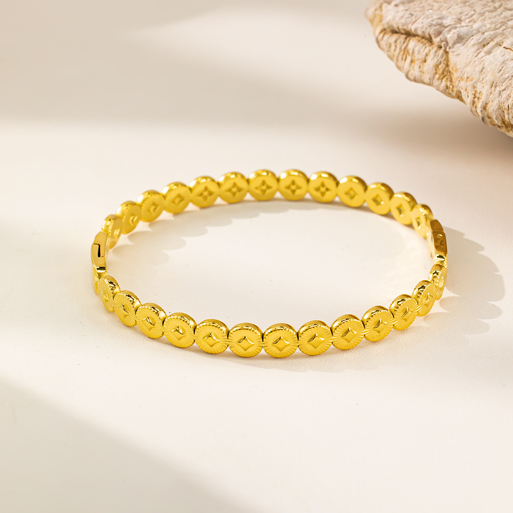 Titanium Steel Bamboo Shaped Micro Inlaid Bracelet Simple Light Luxury Trendy Stainless Steel Bangle Jewelry_voghion.com