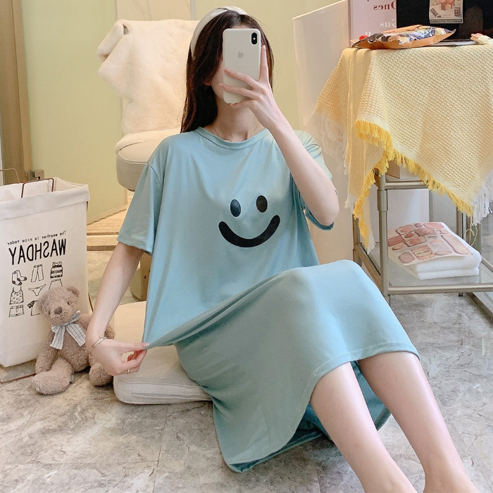 Corea del Sur Comercio exterior transfronterizo camisón de estilo coreano de las mujeres de verano de manga corta de media longitud de dibujos animados dulce lindo desgaste exterior Sudeste Asiático