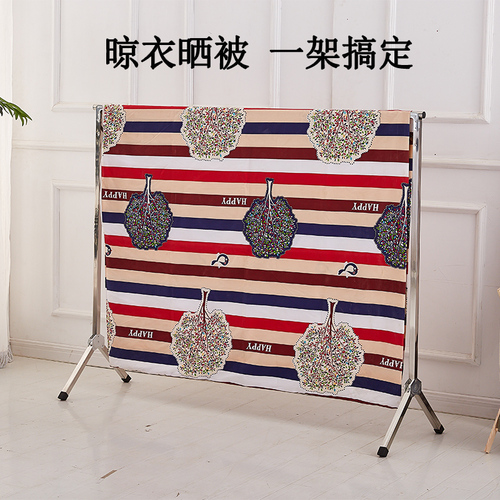 Single-pole stainless steel clothes drying rack floor-standing folding indoor balcony folding clothes drying rod bedroom dormitory clothes drying rack