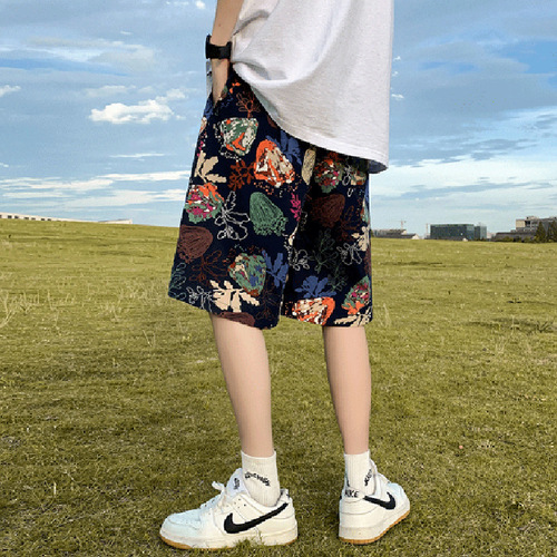 Beach Shorts Men's Summer Thin Model Streetwear Printed Swim Trunks Quick-Dry Loose Home Sleep Pants