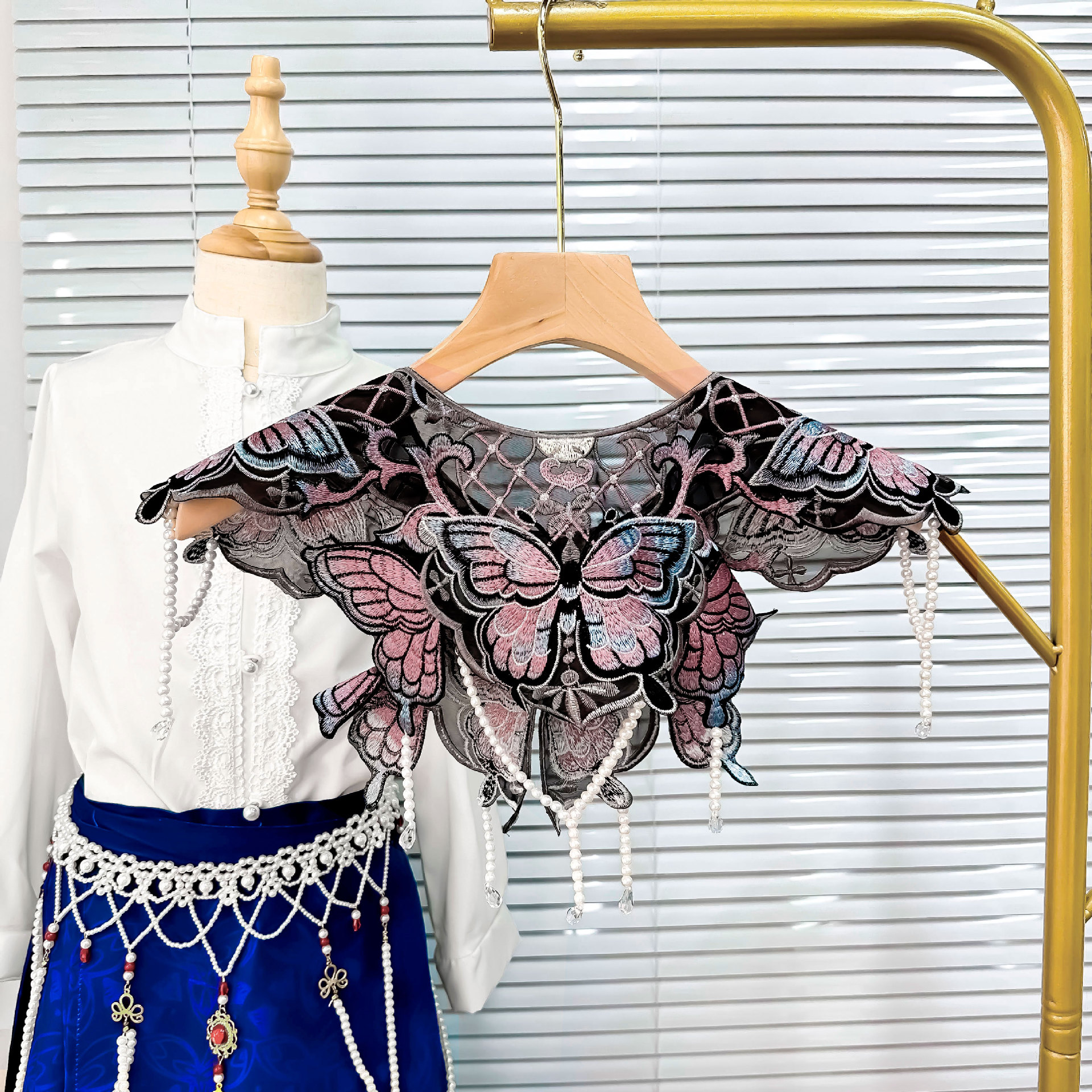 Nuevo bordado de mariposa púrpura collar chino adulto nube hombro otoño invierno nuevo estilo chino con falda de caballo accesorios de chaqueta image 5
