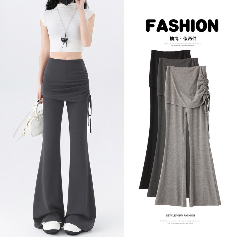 Gray Faux Two-Piece Flared Yoga Pants for Women, Suitable for Outdoor Wear, New Spring/Summer Pilates Training Fitness Sports Long Pants Gray Faux Two-Piece Flared Yoga Pants for Women, Suitable for Outdoor Wear, New Spring/Summer Pilates Training Fitness Sports Long Pants