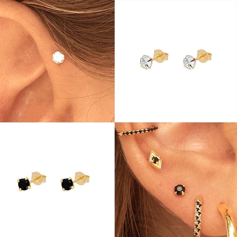 Fashion Simple Multicolor Zircon Four Claw Earrings display picture 1