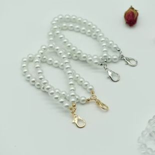 Pearl Hanging Chain DIY Pearl Flower Crochet Doll Keychain Mobile Phone Bag Hollow Ball Pendant Rope Chain