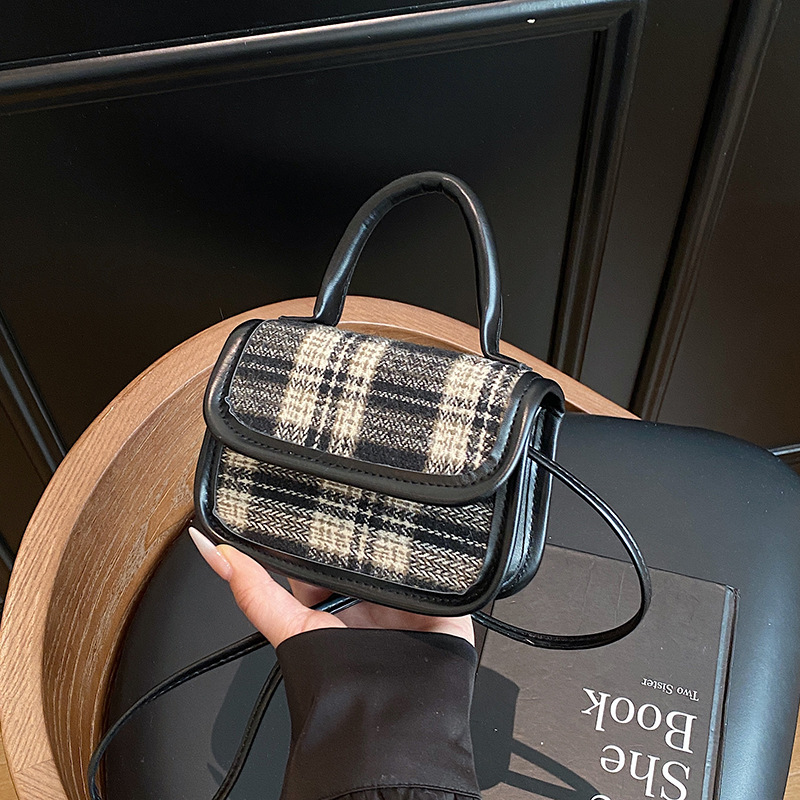 Borsa a tracolla a quadri da donna stile urbano casual_voghion.com