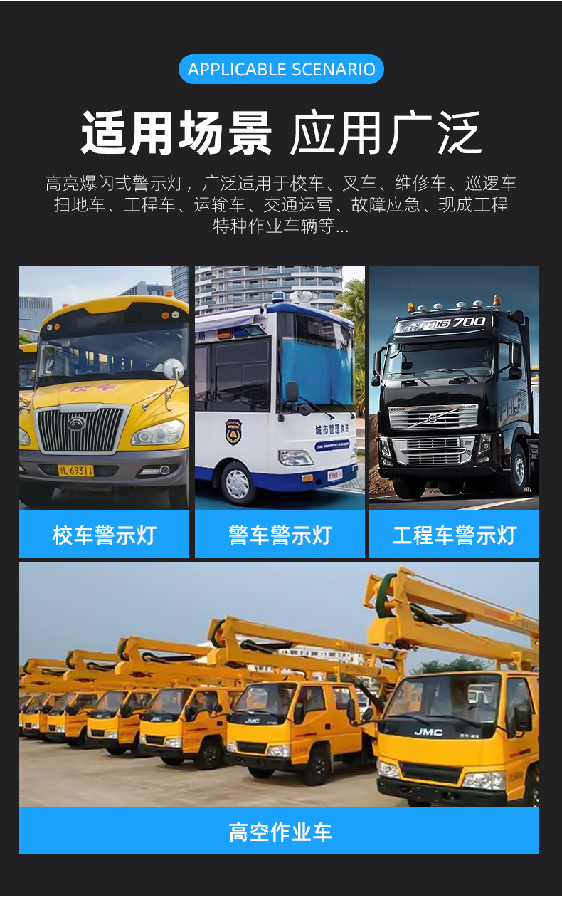 New Model Suitable for Car Led Warning Light, Roof Signal Light, Magnetic Engineering Vehicle Forklift Warning Flashing Work Light
