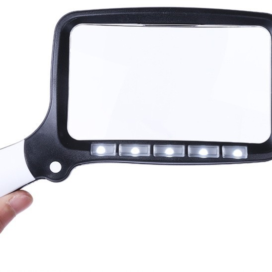 新款手持折叠式五个LED灯老人阅读看报高清亚克力光学镜片放大镜